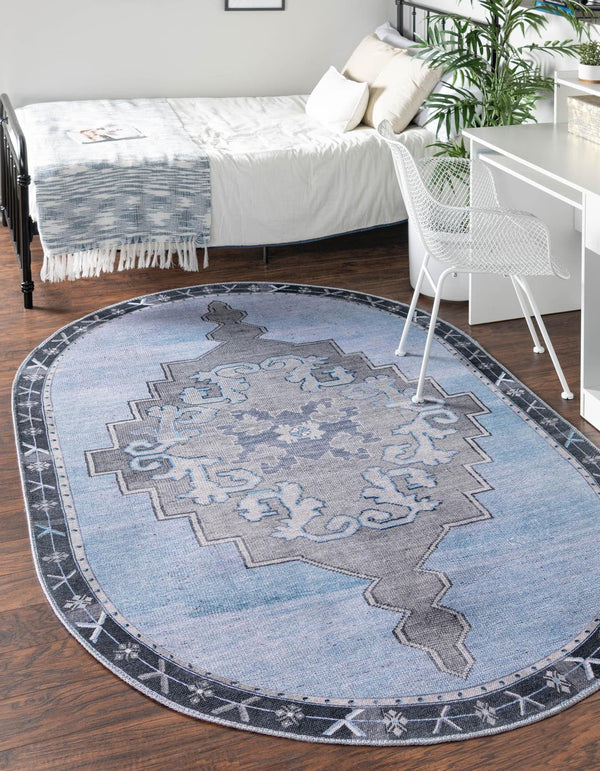 Unique Loom Fuchsia Timeless Oval Rug - Vibrant 4' X 6' Statement Piece For Modern Home Décor And Style Blue,Gray  3178343-unique-loom