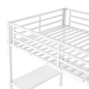 English Elm Full Size Loft Bed With L-Shaped Desk, Wardrobe, Usb, Led Light - Space-Saving Design For All Ages W1580S00133