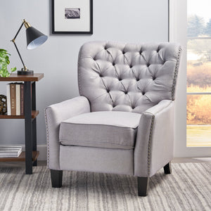 English Elm Christopher Knight Home® - Modern Light Grey Fabric Push Back Recliner with Rivet Accents, Ergonomic Support, Plush Cushioning for Living Room Comfort 61370.00LGRY