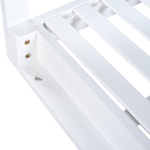 English Elm TOPMAX Acacia Wood Porch Swing Bed with 96" Hemp Ropes, Open-Side Minimalist Patio Lounger, 350lb Capacity White N717P265860K