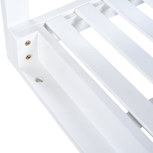 English Elm TOPMAX Acacia Wood Porch Swing Bed with 96" Hemp Ropes, Open-Side Minimalist Patio Lounger, 350lb Capacity White N717P265860K