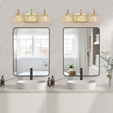 English Elm Modern Crystal Bathroom Vanity Light, 3-Light Golden Wall Sconce With Clear Glass Shade, Elegant Wall Mount Lighting For Bathroom, Powder Room, Or Vanity Mirror (No Bulbs)