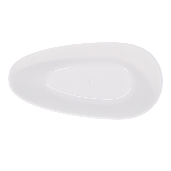English Elm 60" Oval Acrylic Freestanding Soaking Tub Glossy White Spa Bath with Pop-up Drain Glossy White W1920P389661