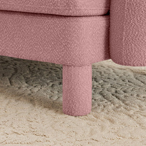 English Elm Boucle 4-Seater Pink Sofa With Chic Shell Armrests & Cylindrical Legs – Comfort Meets Modern Elegance W3041S00295