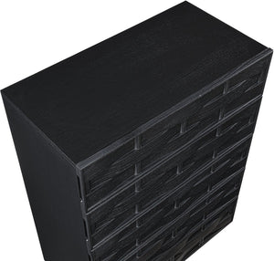 Meridian Furniture Weave Oak Veneer Art Deco Chest with Sculptural Relief Drawer Fronts for Bedroom Storage Black 317Black-CH