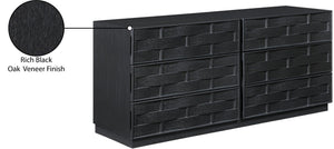 Meridian Furniture Weave Oak Veneer Dresser with Art Deco Woven Relief Texture for Bold Bedroom Storage Black 317Black-D