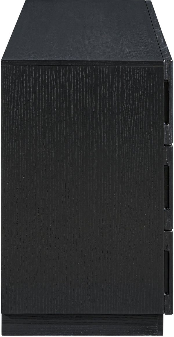 Meridian Furniture Weave Oak Veneer Dresser with Art Deco Woven Relief Texture for Bold Bedroom Storage Black 317Black-D