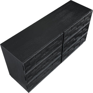 Meridian Furniture Weave Oak Veneer Dresser with Art Deco Woven Relief Texture for Bold Bedroom Storage Black 317Black-D