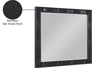 Meridian Furniture Weave Oak Veneer Wall Mirror with Art Deco Woven Frame for Entryway or Living Room Decor Black 317Black-M