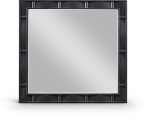 Meridian Furniture Weave Oak Veneer Wall Mirror with Art Deco Woven Frame for Entryway or Living Room Decor Black 317Black-M
