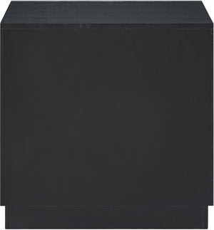 Meridian Furniture Weave Art Deco Oak Veneer Nightstand with Sculptural Lattice Texture for Modern Bedroom Storage Black 317Black-NS