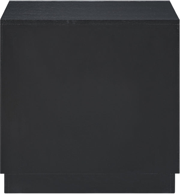 Meridian Furniture Weave Art Deco Oak Veneer Nightstand with Sculptural Lattice Texture for Modern Bedroom Storage Black 317Black-NS