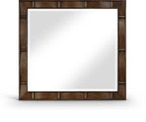 Meridian Furniture Weave Oak Veneer Wall Mirror with Art Deco Woven Frame for Entryway or Living Room Decor Brown 317Brown-M