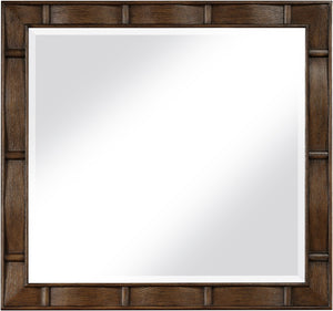 Meridian Furniture Weave Oak Veneer Wall Mirror with Art Deco Woven Frame for Entryway or Living Room Decor Brown 317Brown-M