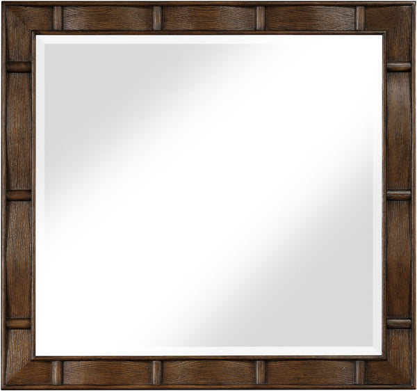 Meridian Furniture Weave Oak Veneer Wall Mirror with Art Deco Woven Frame for Entryway or Living Room Decor Brown 317Brown-M