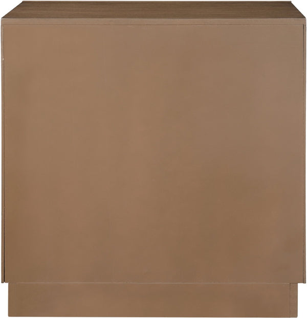 Meridian Furniture Weave Art Deco Oak Veneer Nightstand with Sculptural Lattice Texture for Modern Bedroom Storage Brown 317Brown-NS