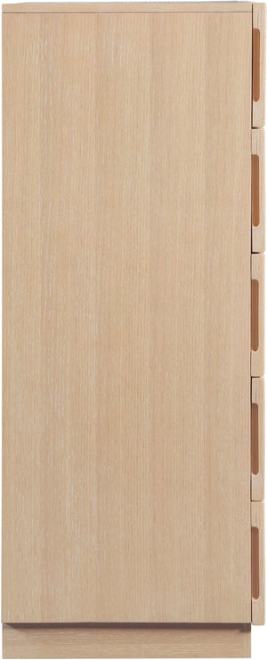 Meridian Furniture Weave Oak Veneer Art Deco Chest with Sculptural Relief Drawer Fronts for Bedroom Storage Natural 317Natural-CH