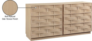 Meridian Furniture Weave Oak Veneer Dresser with Art Deco Woven Relief Texture for Bold Bedroom Storage Natural 317Natural-D