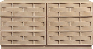 Meridian Furniture Weave Oak Veneer Dresser with Art Deco Woven Relief Texture for Bold Bedroom Storage Natural 317Natural-D