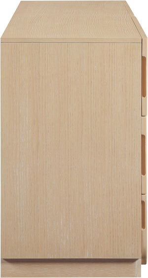 Meridian Furniture Weave Oak Veneer Dresser with Art Deco Woven Relief Texture for Bold Bedroom Storage Natural 317Natural-D