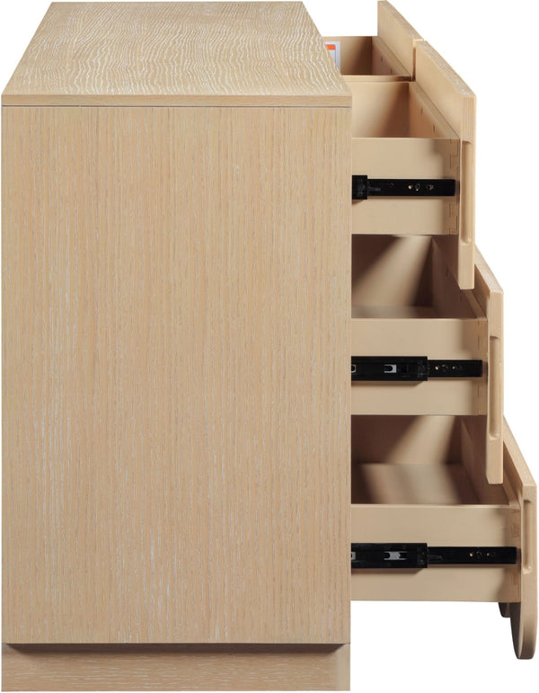 Meridian Furniture Weave Oak Veneer Dresser with Art Deco Woven Relief Texture for Bold Bedroom Storage Natural 317Natural-D