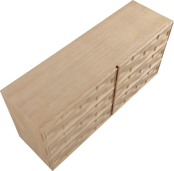 Meridian Furniture Weave Oak Veneer Dresser with Art Deco Woven Relief Texture for Bold Bedroom Storage Natural 317Natural-D