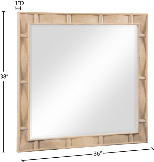 Meridian Furniture Weave Oak Veneer Wall Mirror with Art Deco Woven Frame for Entryway or Living Room Decor Natural 317Natural-M