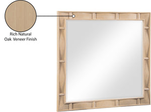 Meridian Furniture Weave Oak Veneer Wall Mirror with Art Deco Woven Frame for Entryway or Living Room Decor Natural 317Natural-M