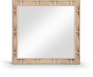 Meridian Furniture Weave Oak Veneer Wall Mirror with Art Deco Woven Frame for Entryway or Living Room Decor Natural 317Natural-M