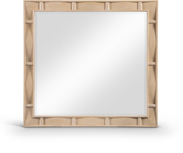 Meridian Furniture Weave Oak Veneer Wall Mirror with Art Deco Woven Frame for Entryway or Living Room Decor Natural 317Natural-M