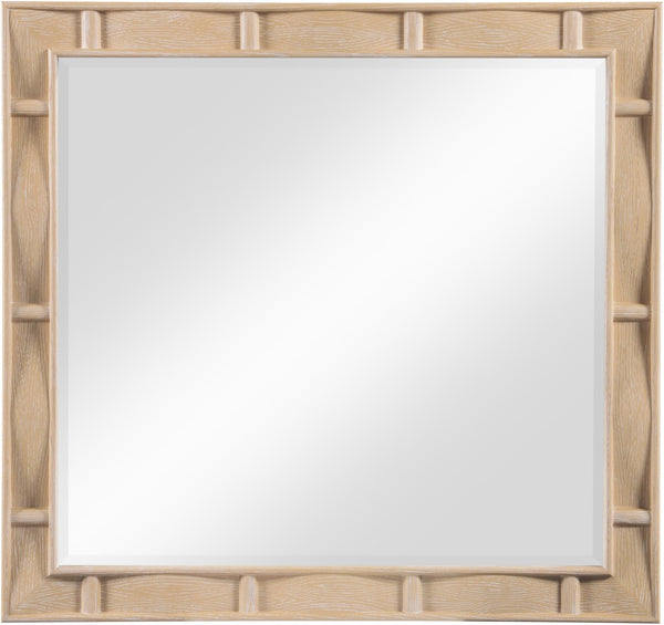 Meridian Furniture Weave Oak Veneer Wall Mirror with Art Deco Woven Frame for Entryway or Living Room Decor Natural 317Natural-M