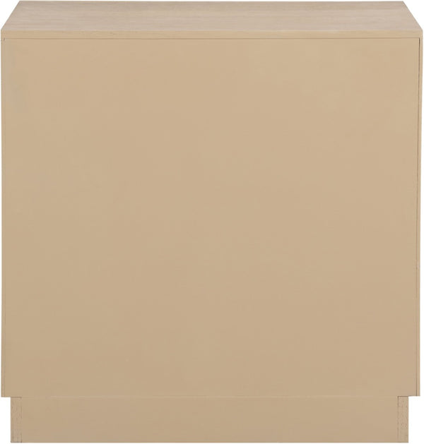 Meridian Furniture Weave Art Deco Oak Veneer Nightstand with Sculptural Lattice Texture for Modern Bedroom Storage Natural 317Natural-NS