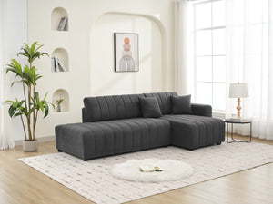 English Elm Scandinavian Channel Tufted L Shaped Sectional Sofa with Plush Foam Cushions B2730S00043