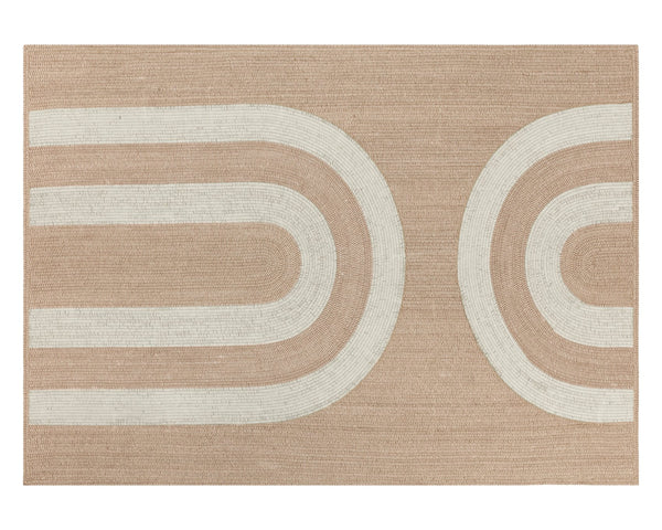Sunpan Derby Hand-Woven Rug: Unique Crescent Pattern, Artisan Crafted from Recycled Materials for Indoors & Outdoors 10' X 14'