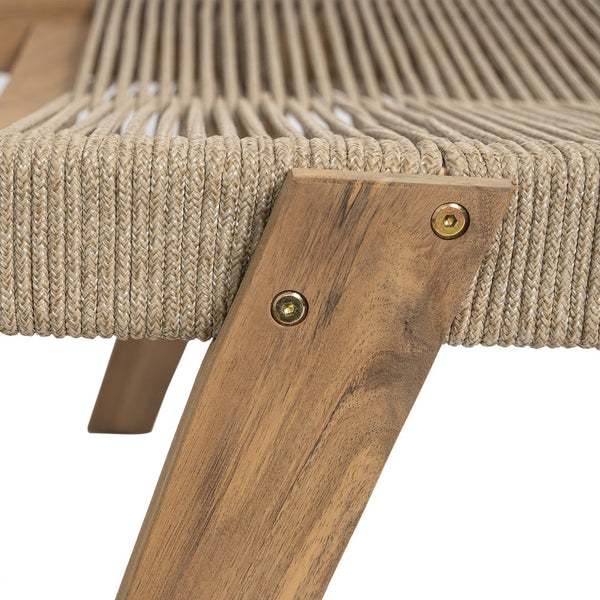 English Elm Christopher Knight Home® - Catania Teak+Beige Outdoor Rope Chaise Lounge Set of 2 – Acacia Wood Frames, 4-Position Adjustable, Weather-Resistant Comfort N775P203284G