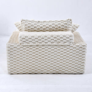 English Elm 51 Compact Comfort Sofa with Turtle Fleece, Sponge Support, Two Pillows, 400lb Capacity for Small Spaces White W3371P326404