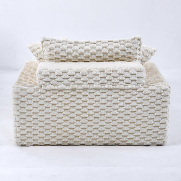 English Elm 51 Compact Comfort Sofa with Turtle Fleece, Sponge Support, Two Pillows, 400lb Capacity for Small Spaces White W3371P326404