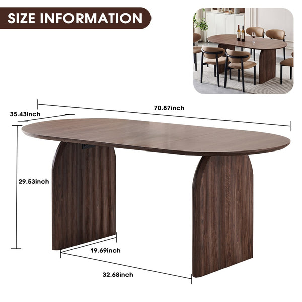 English Elm Wooden Modern Oval Dining Table - Stylish Double-Column Design For Family Gatherings & Work Spaces W3590P355169-GIGA