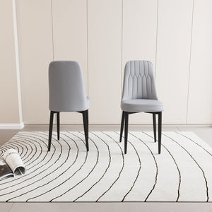 English Elm A Set Of 2 Modern Grey Dining Chairs With Pu Leather, Thick Cushions & Sturdy Black Metal Legs W2189140246