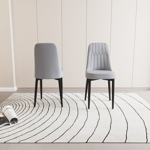 English Elm A Set Of 2 Modern Grey Dining Chairs With Pu Leather, Thick Cushions & Sturdy Black Metal Legs W2189140246