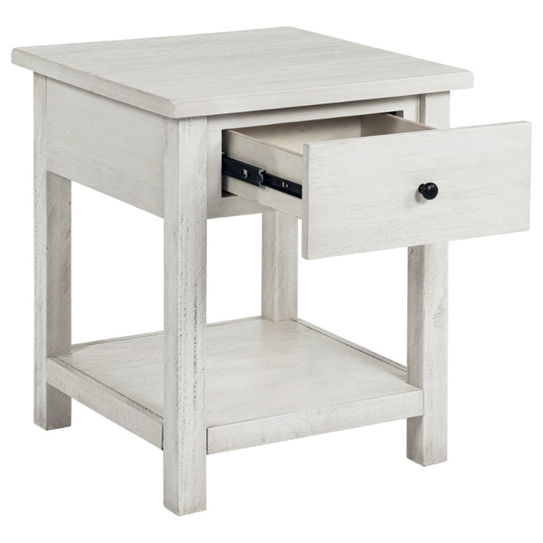 English Elm Castleton Farmhouse Pine End Table with Open Shelf and Drawer for Living Spaces B062P451649