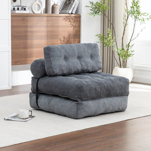 English Elm Folding Floor Sofa Bed Convertible Lounge Chair with Shredded Foam Fill for Bedroom Dark Gray W2200P442794