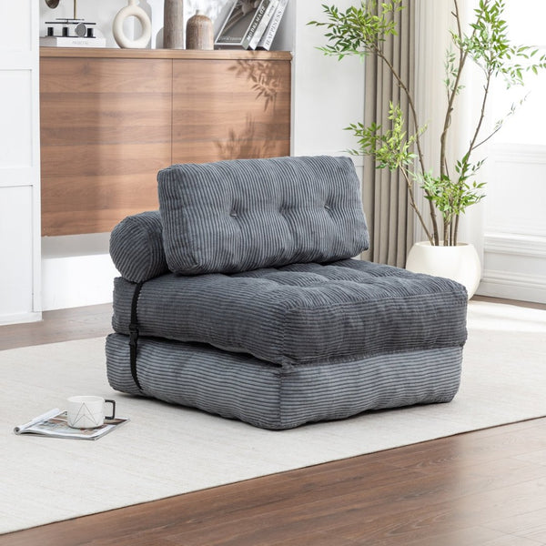 English Elm Folding Floor Sofa Bed Convertible Lounge Chair with Shredded Foam Fill for Bedroom Dark Gray W2200P442794