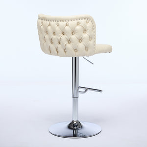 English Elm A&A Modern Swivel Barstools Set Of 2 - Adjustable Height, Chrome Base, Ergonomic Pu Upholstered Comfort W1143P193492