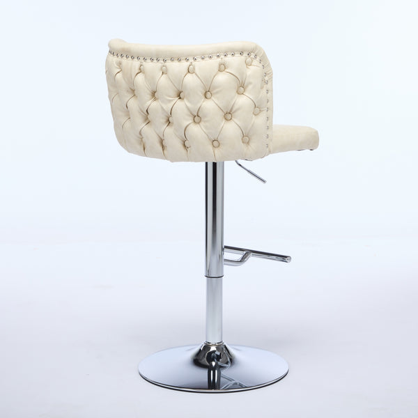 English Elm A&A Modern Swivel Barstools Set Of 2 - Adjustable Height, Chrome Base, Ergonomic Pu Upholstered Comfort W1143P193492