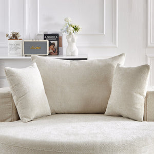 English Elm 55''L Chenille Foam Single Swivel Chair with Plush Backrest Pillow, 360° Smooth Recline for Living Room Lounge Comfort Beige W834S00353