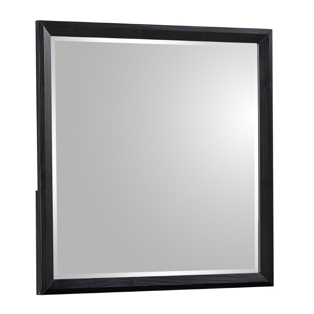 English Elm Houston Walnut Wood Frame Beveled Square Wall Mirror for Modern Bedroom Decor B009P345872