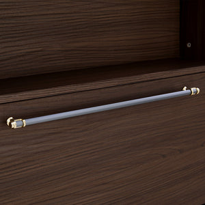 English Elm 12 Pair Shoe Organizer with Top Storage and Slim 78.75" Tall Cabinet, 3 Flip Drawers, Hooks, Sturdy Handles Walnut N845P261766D