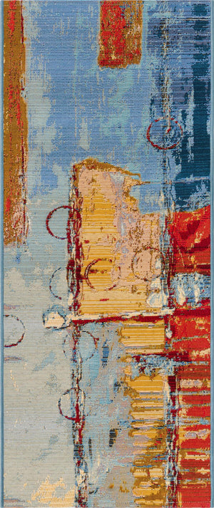 Unique Loom Multi Vibrant 2' X 4' Outdoor Runner - Elevate Your Patio With Lively Colors And Modern Design Multi  3180145-unique-loom