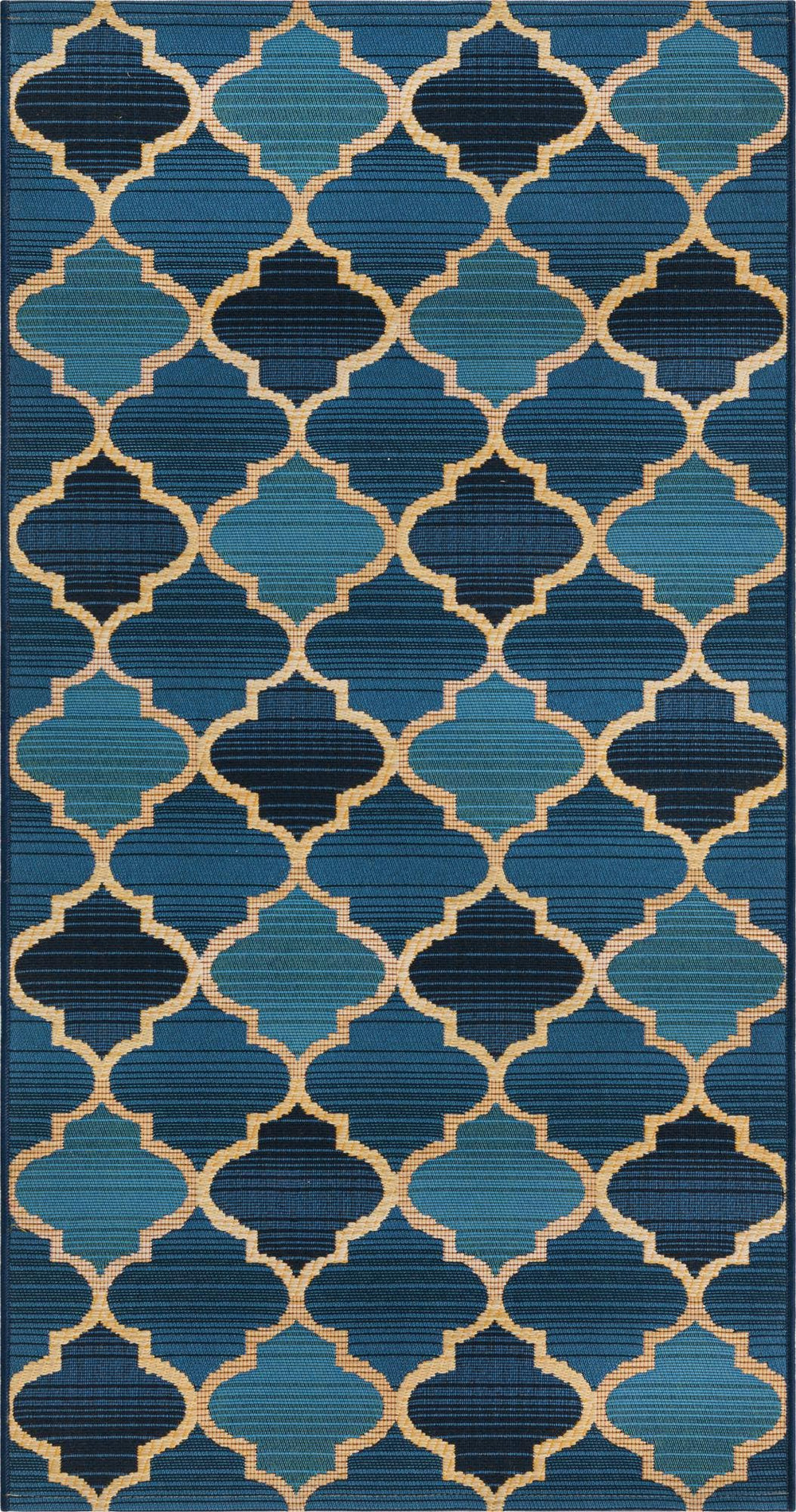 Unique Loom Blue Outdoor Trellis Runner – Elegant 3' X 5' Design For Patio & Walkway, Durable & Stylish Decor Beige  3180187-unique-loom